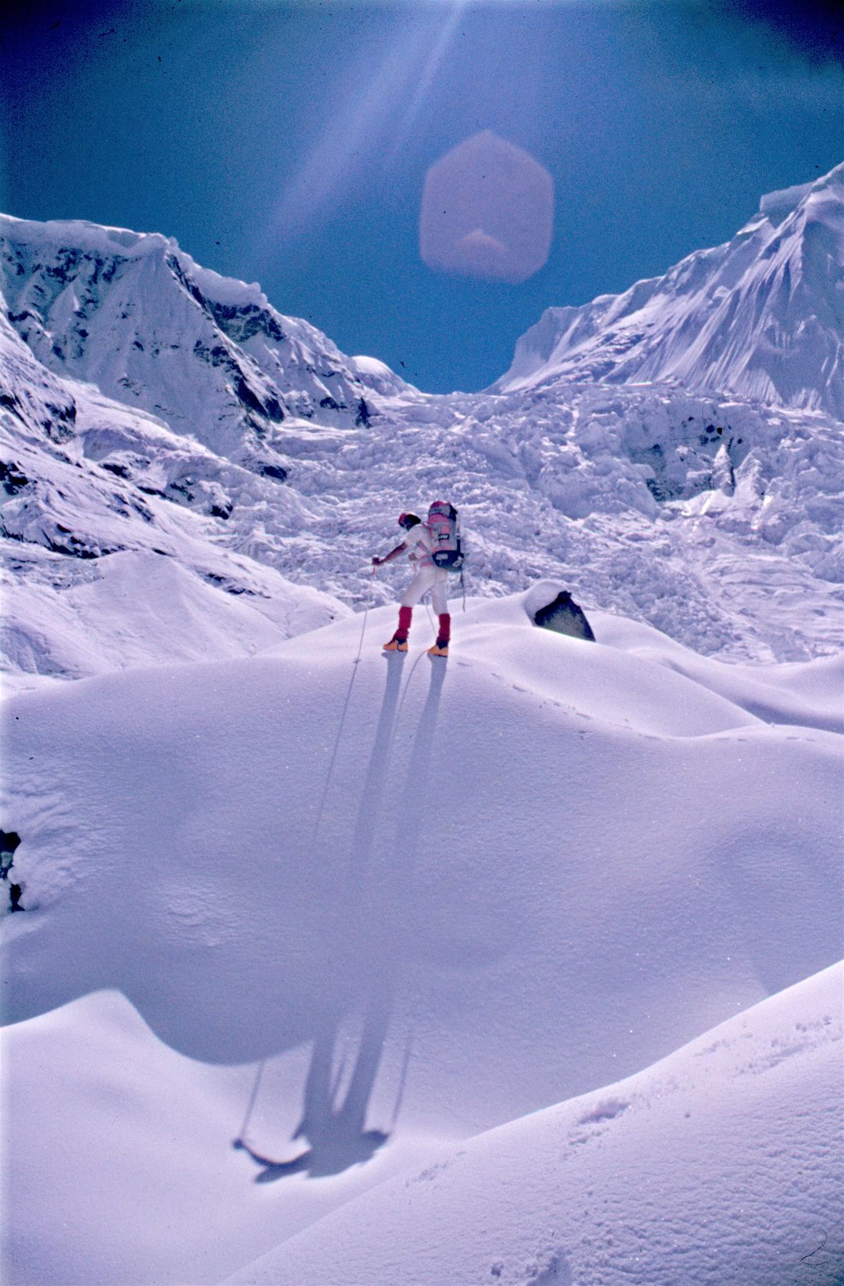 A club climber on an Annapurna glacier in 1988